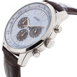 Guess Horizon Chronograph Analog Blue Dial Brown Leather Strap Watch For Men - W0380G6 Authentic Buy Shop Now