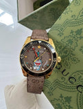 Gucci Dive Doraemon Quartz Brown Dial Brown Leather Strap Watch For Men - YA136335 Authentic Buy Shop Now