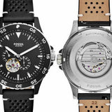 Fossil Crewmaster Sports Automatic Black Dial Black Leather Strap Watch for Men - ME3148 Authentic Buy Shop Now