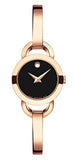 Movado Rondiro 22mm Black Dial Rose Gold Steel Strap Watch For Women - 0607065 Authentic Buy Shop Now