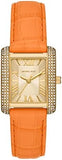 Michael Kors Emery Three Hand Rose Gold Dial Orange Leather Strap Watch For Women - MK2983 Authentic Buy Shop Now