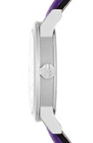 Burberry The City Silver Dial Purple Leather Strap Watch for Women - BU9122