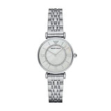 Emporio Armani Gianni T-Bar Mother of Pearl Dial Silver Stainless Steel Watch For Women - AR1908 Authentic Buy Shop Now