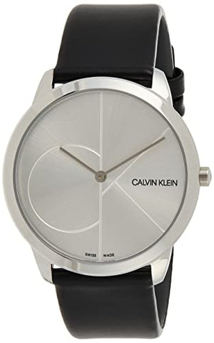 Calvin Klein Minimal Silver Dial Black Leather Strap Watch for Men - K3M211CY Authentic Buy Shop Now