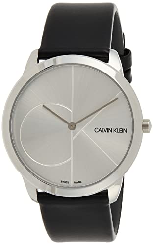 Calvin Klein Minimal Silver Dial Black Leather Strap Watch for Men - K3M211CY Authentic Buy Shop Now
