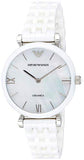 Emporio Armani Giannti T Bar Quartz Mother of Pearl Dial White Steel Strap Watch For Women - AR1485 Authentic Buy Shop Now