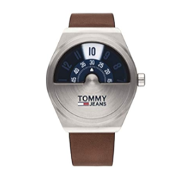 Tommy Hilfiger Monogram Pop Quartz Silver Dial Brown Leather Strap Watch For Men - 1791772 Authentic Buy Shop Now