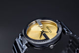 Gucci Interlocking G Quartz Gold Dial Black Steel Strap Watch For Women - YA133314 Authentic Buy Shop Now