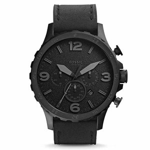 Fossil Nate Chronograph Black Dial Black Leather Strap Watch for Men - JR1354 Authentic Buy Shop Now