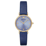 Emporio Armani Gianni T Bar Blue Dial Blue Leather Strap Watch For Women - AR1875 Authentic Buy Shop Now