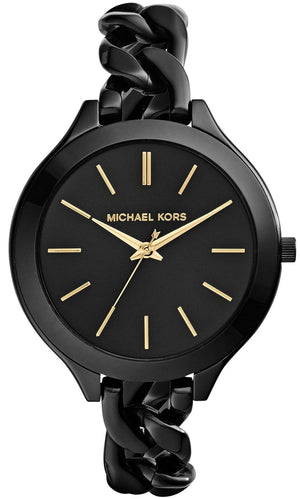 Michael Kors Slim Runway Black Dial Black Steel Strap Watch for Women - MK3317 Authentic Buy Shop Now
