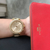 Michael Kors Parker Chronograph Gold Dial Gold Steel Strap Watch For Women - MK6831 Authentic Buy Shop Now