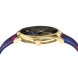 Versace V-Circle Black Dial Blue Leather Strap Watch for Women - VE8100218 Authentic Buy Shop Now
