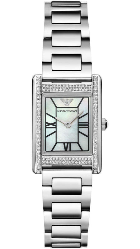 Emporio Armani Empire Mother of Pearl Dial Silver Steel Strap Watch For Women - AR11625 Authentic Buy Shop Now