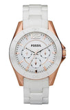 Fossil Ceramic Multifunction White Dial White Steel Strap Watch for Women - CE1006 Authentic Buy Shop Now