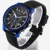 Armani Exchange Outerbanks Chronograph Black Dial Black Silicone Strap Watch For Men - AX1339 Authentic Buy Shop Now