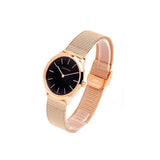 Calvin Klein Minimal Black Dial Rose Gold Mesh Bracelet Watch for Women - K3M2262Y Authentic Buy Shop Now