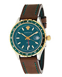 Versace Hellenyium Green Dial Brown Leather Strap Watch for Men - V11090017 Authentic Buy Shop Now