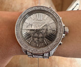 Michael Kors Wren Chronograph Crystals Silver Dial Silver Steel Strap Watch For Women - MK6317 Authentic Buy Shop Now
