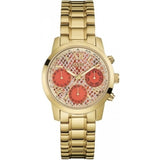 Guess Mini Sunrise Quartz Analog Orange Dial Gold Steel Strap Watch For Women - W0448L7 Authentic Buy Shop Now