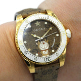 Gucci Dive Doraemon Brown Dial Brown Leather Strap Watch For Men - YA136334 Authentic Buy Shop Now