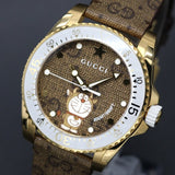Gucci Dive Doraemon Brown Dial Brown Leather Strap Watch For Men - YA136334 Authentic Buy Shop Now