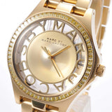Marc Jacobs Henry Transparent Gold Dial Gold Steel Strap Watch for Women - MBM3338 Authentic Buy Shop Now