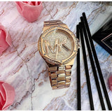 Michael Kors Lennox Three Hand Rose Gold Dial Rose Gold Steel Strap Watch For Women - MK7230 Authentic Buy Shop Now