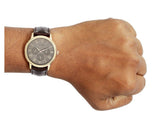 Guess Wafer Quartz Beige Dial Brown Leather Strap Watch For Men - W0496G1 Authentic Buy Shop Now
