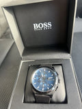 Hugo Boss Grandmaster Blue Dial Black Leather Strap Watch for Men - 1513883 Authentic Buy Shop Now