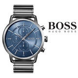 Hugo Boss Architectural Blue Dial Grey Steel Strap Watch for Men - 1513574 Authentic Buy Shop Now