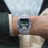 Guess Phoenix Quartz Green Dial Transparent Silicone Strap Watch For Men - GW0499G8 Authentic Buy Shop Now
