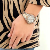 Michael Kors Everest Chronograph White Dial Two Tone Steel Strap Watch For Women - MK7214 Authentic Buy Shop Now
