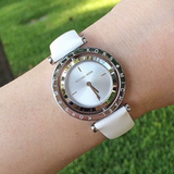 Michael Kors Averi Silver Dial White Leather Strap Watch for Women - MK2524 Authentic Buy Shop Now