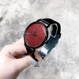 Calvin Klein Even Maroon Dial Black Leather Strap Watch for Men - K7B214CP Authentic Buy Shop Now