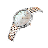 Emporio Armani Gianni T Bar Mother of Pearl Dial Two Tone Steel Strap Watch For Women - AR2508 Authentic Buy Shop Now