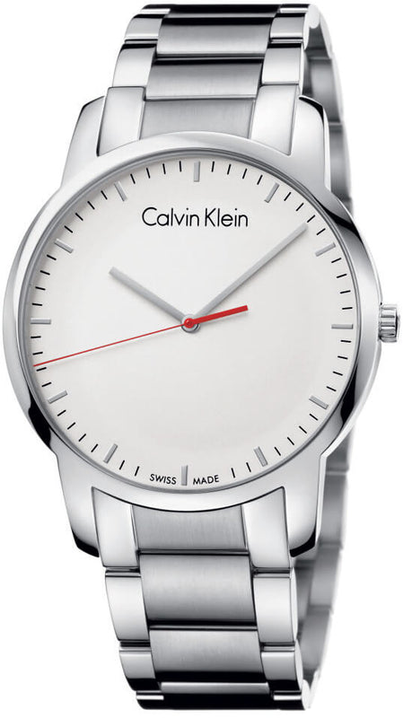 Calvin Klein City Quartz White Dial Silver Steel Strap Watch for Men - K2G2G1Z6 Authentic Buy Shop Now