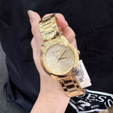Guess Cubed Analog Gold Dial Gold Steel Strap Watch For Women - GW0606L2 Authentic Buy Shop Now