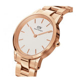Daniel Wellington Iconic Link White Dial Rose Gold Steel Strap Watch For Women - DW00100211 Authentic Buy Shop Now