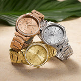 Guess Sassy Analog Quartz Gold Dial Gold Steel Strap Watch For Women - W0705L2 Authentic Buy Shop Now