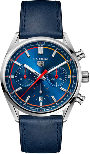 Tag Heuer Carrera Chronograph Blue Dial Blue Leather Strap Watch for Men - CBN201D.FC6543 Authentic Buy Shop Now