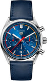 Tag Heuer Carrera Chronograph Blue Dial Blue Leather Strap Watch for Men - CBN201D.FC6543 Authentic Buy Shop Now