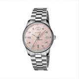 Gucci G Timeless Diamonds Mother of Pearl Pink Dial Silver Steel Strap Watch for Women - YA1265062 Authentic Buy Shop Now