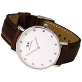 Daniel Wellington Classy St Mawes White Dial Brown Leather Strap Watch For Women - DW00100079 Authentic Buy Shop Now
