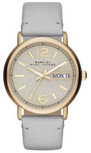Marc Jacobs Fergus Grey Dial Grey Leather Strap Watch for Women - MBM8654 Authentic Buy Shop Now