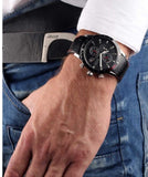 Hugo Boss Rafale Chronograph Black Dial Black Leather Strap Watch For Men - 1513390 Authentic Buy Shop Now