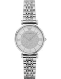 Emporio Armani Gianni T Bar White Crystal Pave Dial Silver Stainless Steel Strap Watch For Women - AR1925 Authentic Buy Shop Now