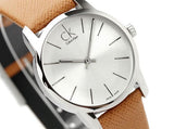 Calvin Klein City Silver Dial Light Brown Leather Strap Watch For Women- K2G23120 Authentic Buy Shop Now