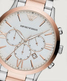 Emporio Armani Giovanni Chronograph Quartz White Dial Two Tone Steel Strap Watch For Men - AR11209 Authentic Buy Shop Now