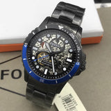 Fossil FB-01 Automatic Skeleton Black Dial Grey Steel Strap Watch for Men - ME3201 Authentic Buy Shop Now